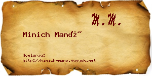 Minich Manó névjegykártya